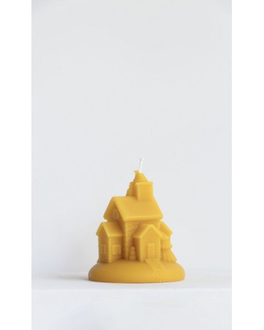 Bijenwaskaars Kersthuis 8 x 9 cm. 