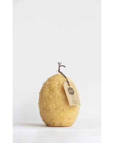 10 x 8 cm. Bijenwas EI-kaars met bloemen 4 stuks