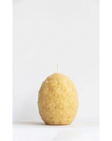 10 x 8 cm. Bijenwas EI-kaars met bloemen 4 stuks